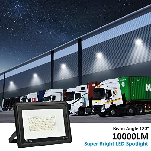 Outdoor LED Floodlight, 100 W, 10000 LM Outdoor LED Spotlights 6500 K Cool White Waterproof IP66 Outdoor LED Floodlights - Image 2