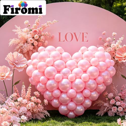Image of Firomi Pearl Light Pink Balloons 5-inch 100 Pack (with 2 Ribbons)