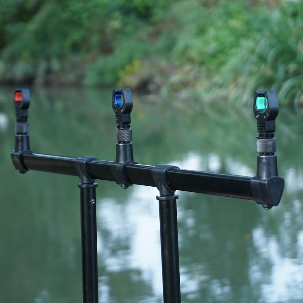 Lot De 4 Supports Pour Canne à Pêche à La Carpe – Compatibles 3/8”, Couleurs Rouge, Jaune, Bleu, Vert – Noir