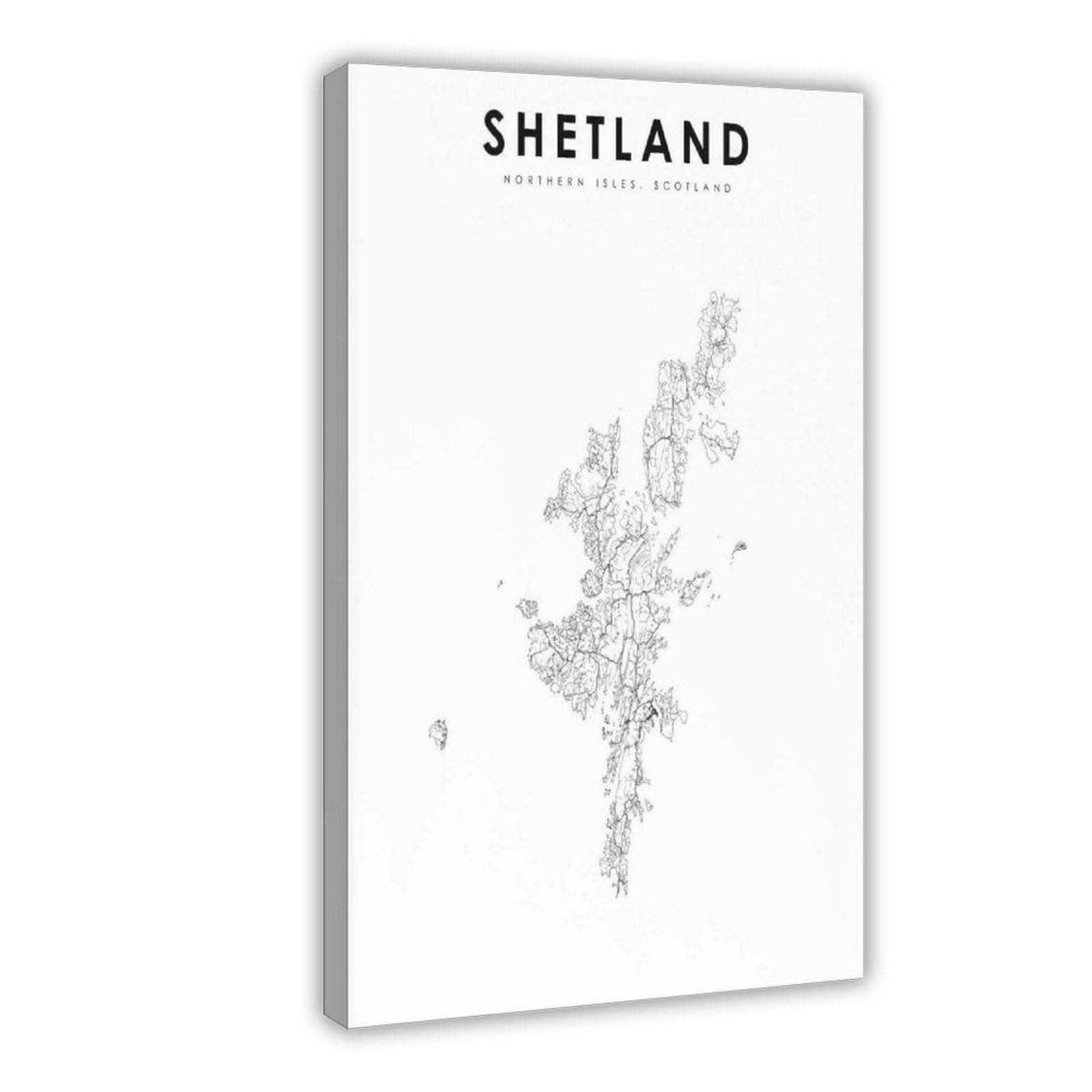 Qogdaf Shetland Islands Scotland Map Canvas Poster Wall Art Decor Print Picture Paintings For Living Room Bedroom Decoration 08X12inch(20X30cm)
