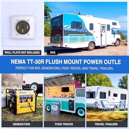 Image of Nilight 50AMP RV Power Outlet 125 /250V ETL Listed NEMA 14-50R | Heavy Duty Receptacle Straight Blade Flush Mounting Replacement Panel for RVs Camper Trailer EV