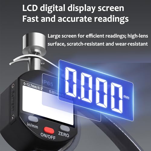 Calibrador digital de espesor de alta precisión, herramienta de medición precisa, 0-12.7 mm, resolución 0.001 mm, peso 50g/100g para goma, plástico, papel, cuero, metal miniatura 2