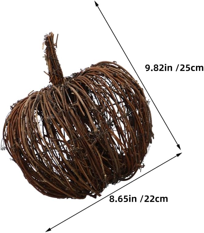 2Pcs Thanksgiving Rattan Pumpkin: Halloween Woven Pumpkin Model for Halloween Party Layouts Desktop Displays Festive Tabletop Decoration