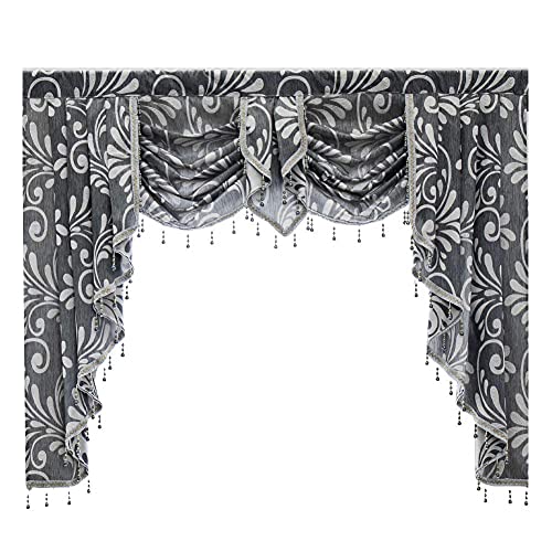 Napearl Grey Waterfall Valances Jacquard Curtain Valance For Living Room, Beaded Swag Valances For Window Treatments (1 Panel, 61-Inch Wide) #TOP2