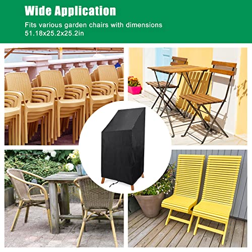 Anglekai Outdoor Chair Cover Waterproof, High Back Stackable Patio Chair Cover for Outdoor Lawn Furniture for Protecting (51x25x25in)