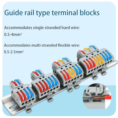 10 conectores de cable conductor de 2 en 6 salidas para riel DIN 3