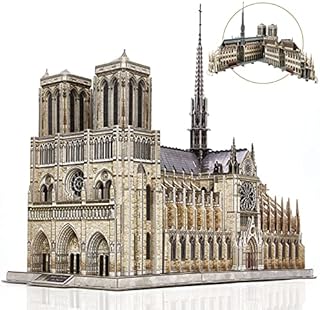 CubicFun 3D Puzzle for Adults Moveable Notre Dame de Paris Church Model Kits Large Challenge French Cathedral Brain Teaser Architecture Building Puzzles, 293 Pieces