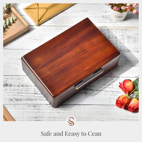 Shanik Wooden Jewelry Box - Jewelry Holder With Removable Divider -Large Jewelry Organizer Case For Necklace, Earrings, Rings & Bracelets - For Men & Women-Without Engraving #TOP7
