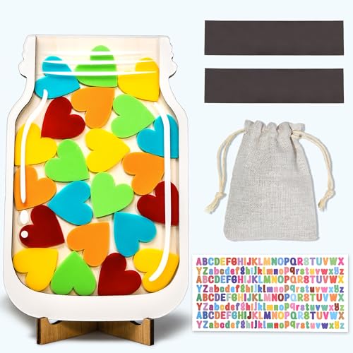 AOFEGRLT Heart Magnetic Reward Jar, Red Plastic, Academic Awards & Incentives Supplies, Jar, Heart Pattern