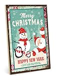 TypeStoff Holzschild mit Spruch – merry christmas – im Vintage-Look mit Zitat als Geschenk und Dekoration zum Thema Weihnachten - HS-01041