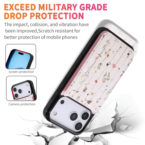 Coque cuir iPhone 17 Pro Fleur de luxe avec film de protection écran - 5