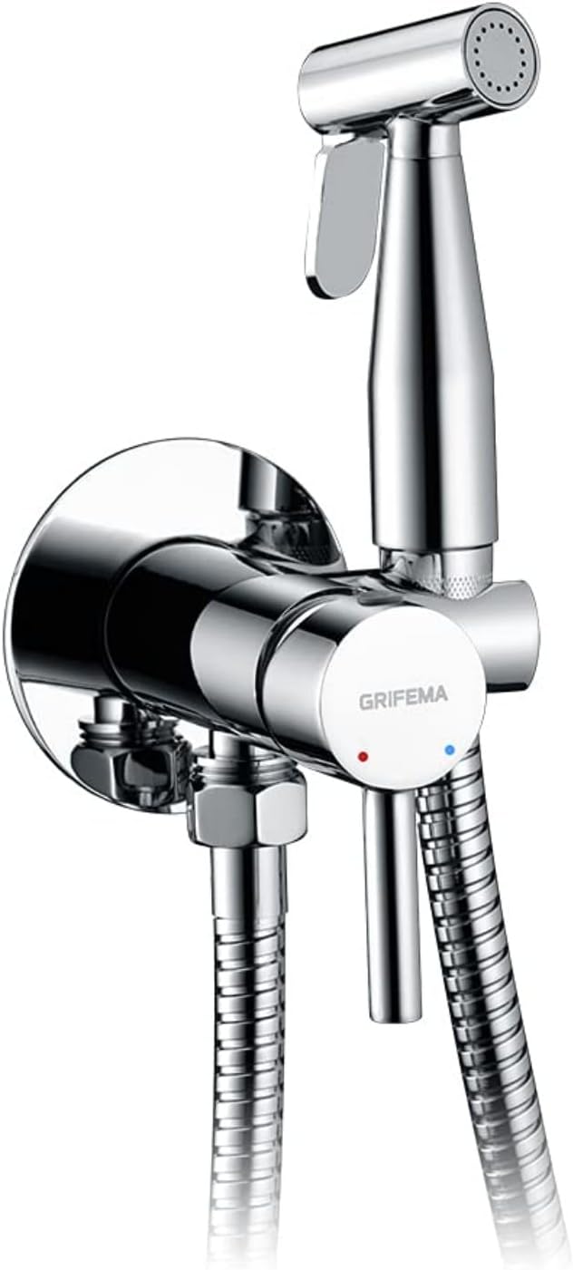 GRIFEMA Hand-Held Bidet Sprayer for Toilet – Solid Brass Shattaf Spray Head with Manual Trigger Control, Handheld Rinse for Personal Hygiene and Bathroom Cleaning, Wall Holder Included