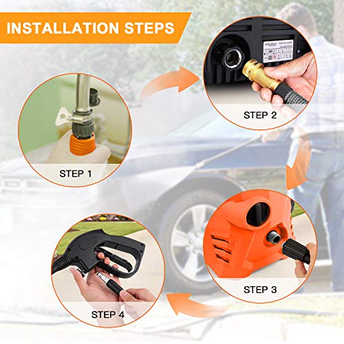 WHOLESUN 3000PSI Electric Pressure Washer 2.4GPM 1600W Power Washer with Hose Reel and Brush Orange
