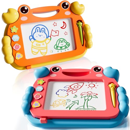 BLmukce Magnetic Drawing Board 2 Pcs, Toy for Kids Age 3-7 Years, Erasable Doodle Board with 4 Colors, Educational Travel Learning Toy, Birthday Gift for 3 4 5 Year Old Girls & Boys (Multicolor)