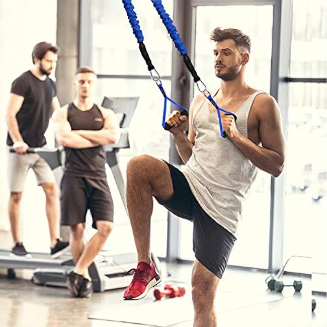 Coolrunner 2 Pair Resistance Band Handles Grips Fitness Strap Wide Design Heavy Duty Cable Handles with Solid ABS Cores, Heavy Gauge Welded D-Rings (4-Piece Set)