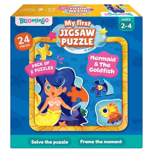 Image of Bloomingo Puzzle Kit - My First Jigsaw Puzzle - Unicorn & The Friendly Fairy - Jigsaw Puzzle for Kids (2-4 Years) 20+ Jigsaw Pieces (Mermaid)