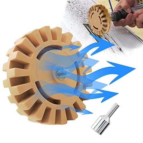TUCANA Gear Design Rubber Eraser Wheel, Decal and Adhesive Remover Tool, Remove Pinstripes, Stripes, Stickers, Tape and Graphics on Car, RVs, Boat and Trucks 4-inches Diameter with Drill Adapter