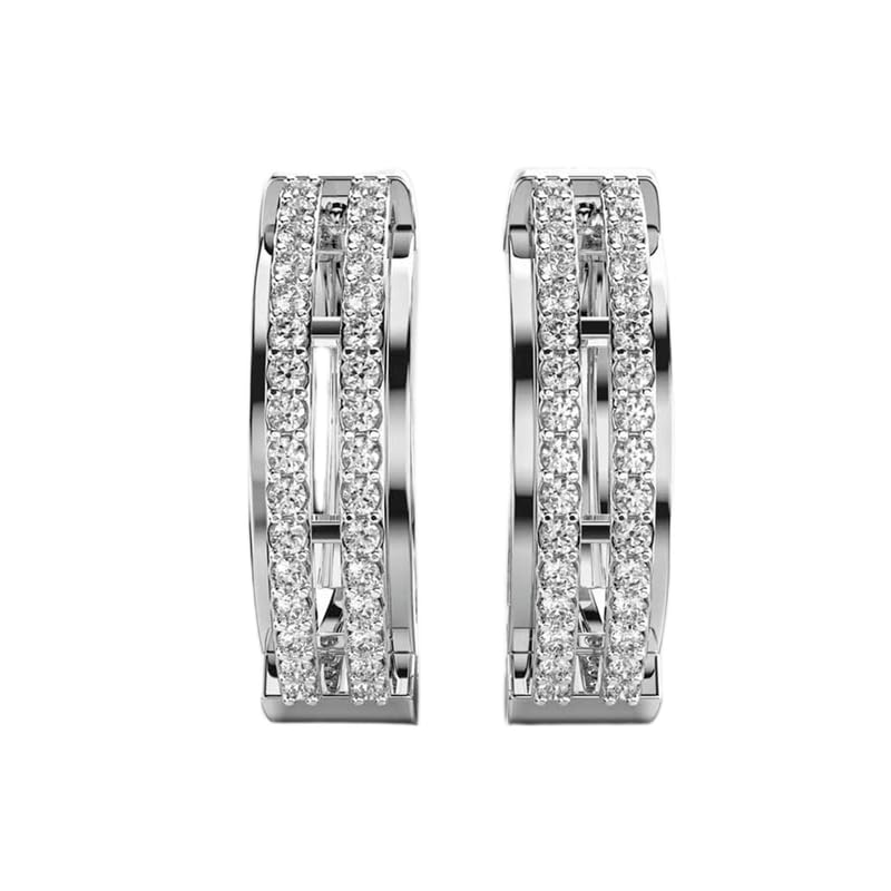 Créoles en argent sterling 925 plaqué or avec pierres rondes 0.25 ct modèle LKE_G_00093
