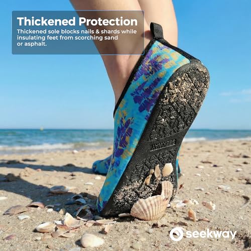 Image of SEEKWAY Water Shoes Women Men Adult Quick-Dry Aqua Socks Barefoot Non Slip for Beach Swim River Pool Lake surf Black SK002(U)