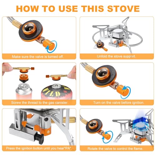 Adiwo Camping Stove Portable, Windproof Backpacking Burner, 3500W Rocket Gas Stove With Piezo Ignition, Foldable for Outdoor Hiking, Picnic, Trekking, BBQ - Image 5