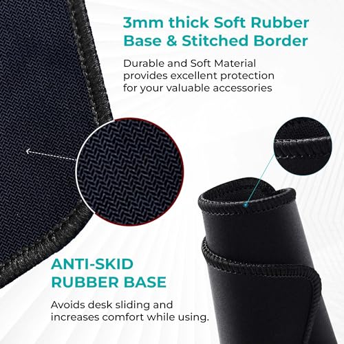 Image of Supraa Gaming Pad - Extended 60x30CM Large with Stitched Edges & Non-Slip Rubber Base | Perfect Gaming Setup Mat & PC | Essential Gaming Accessories