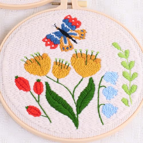 Image of REEWISLY Punch Needle Embroidery Kit, Embroidery Hoop, Essential Punch Needle Supplies,Ideal Punch Art for Beginners,DIY Adults Embroidery, Video Teaching (65219)