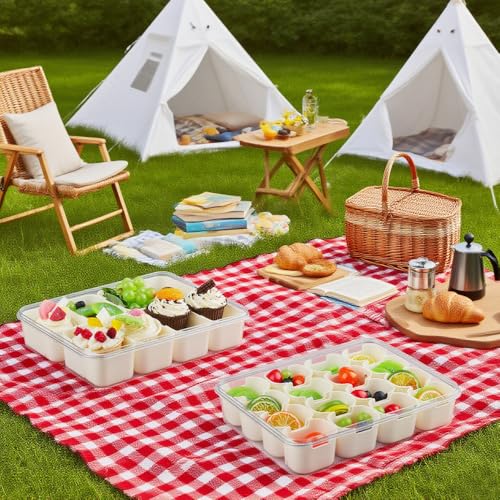 Boîte à collation compartimentée avec couvercle et poignée de service pour buffet et apéritif