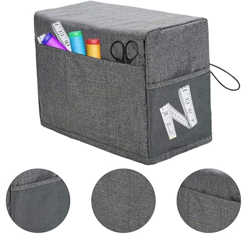 Nähmaschinen-Abdeckung, Schutzhülle mit Essentials Aufbewahrungstaschen, Staubschutz, Abdeckhaube für Nähmaschinen, faltbare Nähmaschinen-Staubschutzhülle für die meisten Standard-Nähmaschinen(grau)