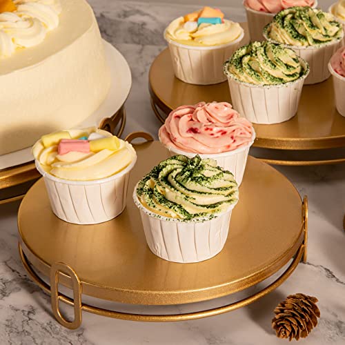 Nelhalt Gold Cake Stand 3 Pcs, Modern Dessert Table Display Set 12 In. L + 10 In. L + 8 In. L X 2 In. H Tiered Cupcake Holder Candy Fruit Plate Decoration For Wedding Birthday Party Celebration #TOP2