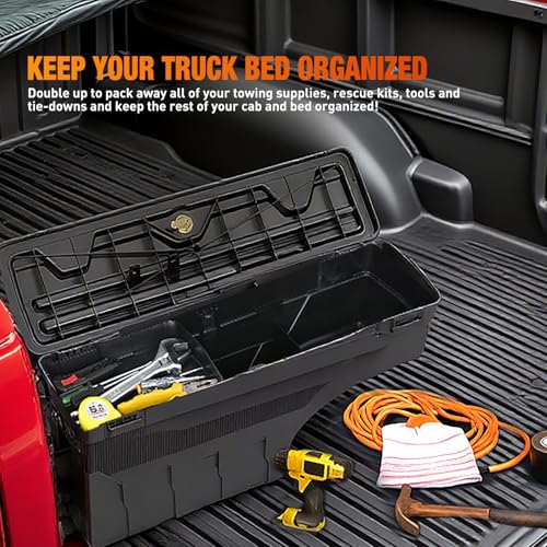Nilight Truck Bed Tool Box Left Drivers Side Truck Tool Box Fit for Ford F-150 2015-2021 ABS Swing Case Truck Bed Storage Box with Lockable Lid Waterproof Wheel Well Toolbox Black by Nilight - Image 9