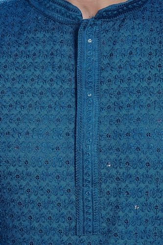 Image of DIVISIVE Men's Sequince Embroidered Cotton Blend Only Slim Fit Kurta