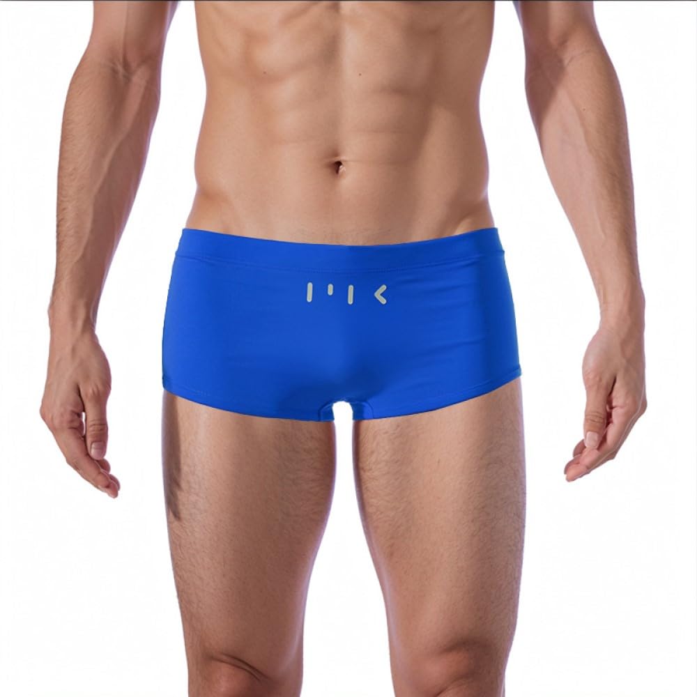 MY KILOMETRE Herren-Badeanzug mit quadratischem Bein, schnelltrocknend, langlebig, athletische Badehose für Training, einfarbige Badebekleidung