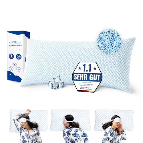MKS Kühlkissen 40x80 – Ergonomisches Wolkenkissen zum Entspannen – Weiches Kissen für Rücken-, Seiten- & Bauchschläfer – Memory Foam Kissen mit Kühlgel – Schlafkissen für Männer & Frauen