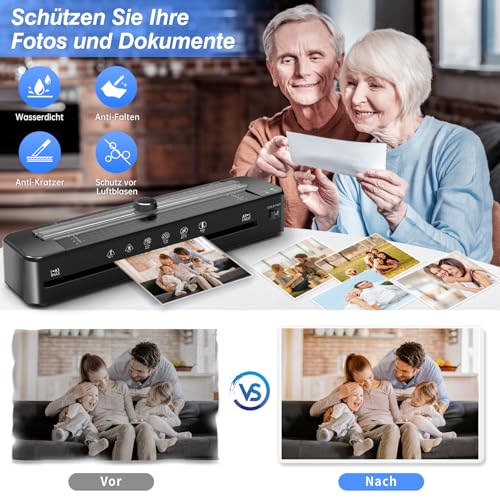 Raycial A3 Laminiergerät mit ABS-Anti-Stau-System, Laminiergerät mit 30 Blatt Laminierfolie für A3 A4 A5 A6 - Vielseitiges Kalt-Heißlaminiergerät für Büro, zu Hause und in der Schule