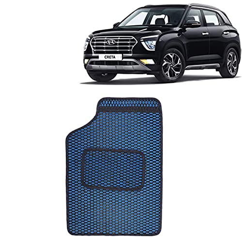 Image of Kingsway Dotted Design Car Floor Foot Mats Universal Fit for Hyundai Creta, Model Year : 2020 Onwards, Water and Dustproof, Color Blue, Set of 5 Pieces