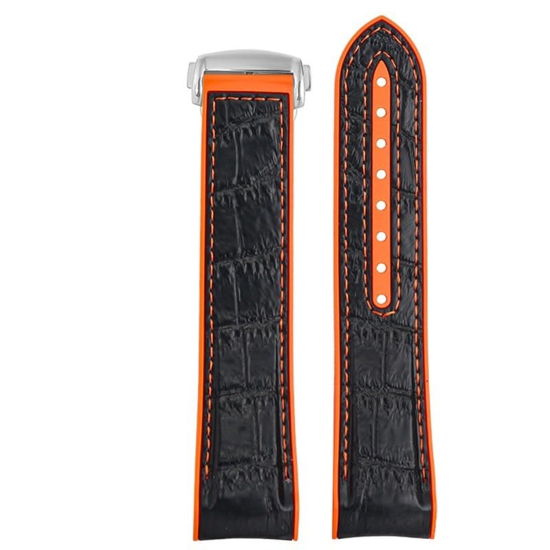 Bracelet caoutchouc orange étanche de 20mm adapté à Omega Planet Ocean 600