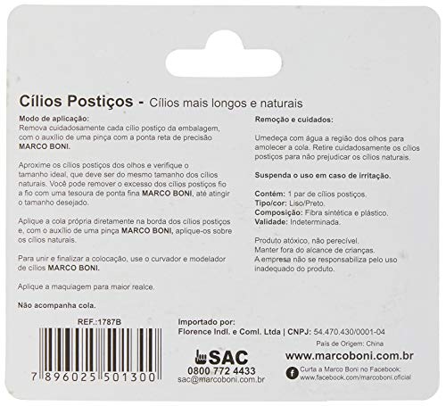 Cílios Postiços, Volume Médio, Fios Sintéticos, 1787B, Marco Boni, Preto