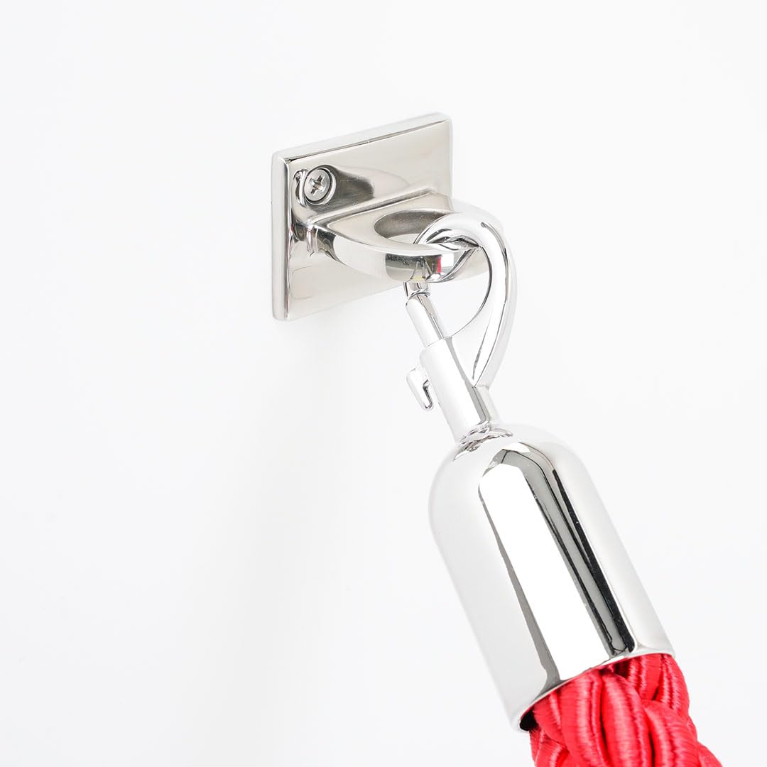 Danieli Store - Cuerda de Barrera Rojo 2mt para Postes Separadores - Cordón Trenzado con Mosquetón en Metal Cromo - Adecuado para Teatros, Museos y Eventos (Negro)