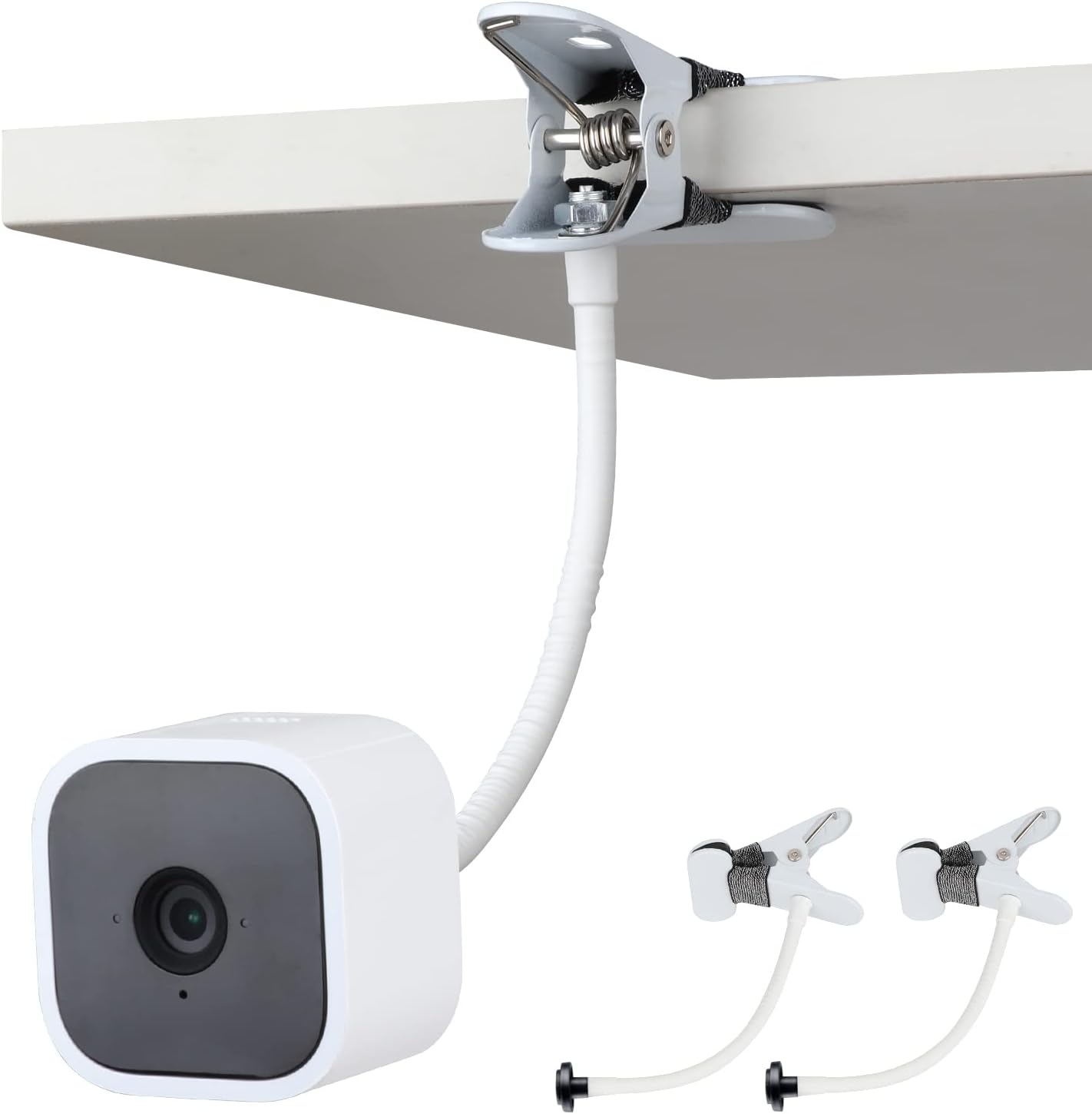 iTODOS 2 Pack Flexible Clip Clamp Mount - Compatible with Blink Mini, Outdoor (3rd Gen) XT3, XT, XT2, Indoor - 8 Inch Flexible Gooseneck Arm - Attach Camera Anywhere