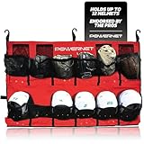 PowerNet Softball & Baseball Helmet Hanging Organizer, 12 Pocket Glove & Helmet Storage Holder & Dugout Organizer, Portable Baseball Gear Training Equipment Holder (Red)