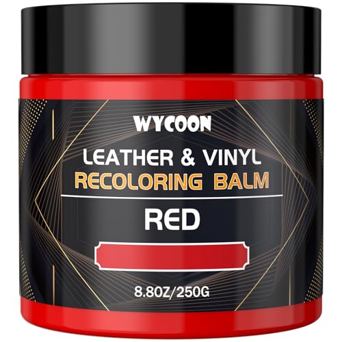 WYCOON Leather Recoloring Balm & Color Restorer | Red Leather Dye, Paint & Repair Kit for Furniture, Couches, Car Seats, Shoes | Restore Faded & Scratched Surfaces