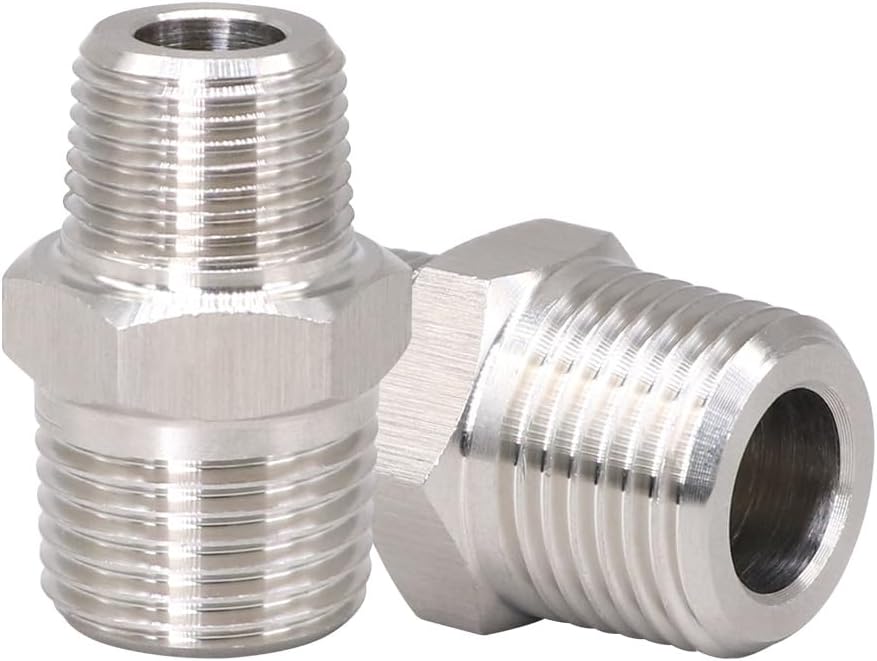 NPT3/8 Female to NPT1/4 Male Adapter, Stainless Steel Reducer Pipe Fitting for Water Line, Air Hose, Industrial Plumbing, Heavy Duty NPT Thread Connector, 2900PSI (2 PCS)