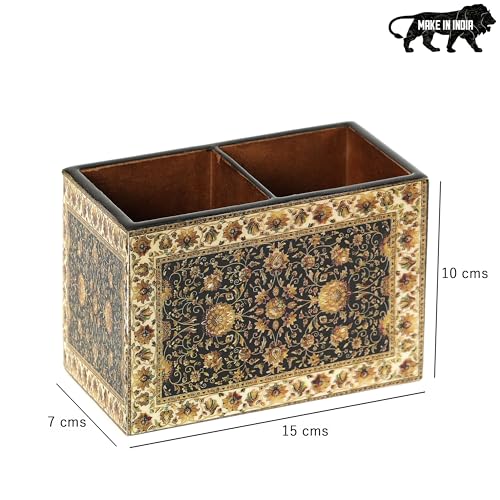 Image of DULI Multipurpose Stand, Cutlery Holder, Spoon Stand, Table Organizer with 2 Sections, Chammach Stand (10cm x 15cm) (Jamawaar)