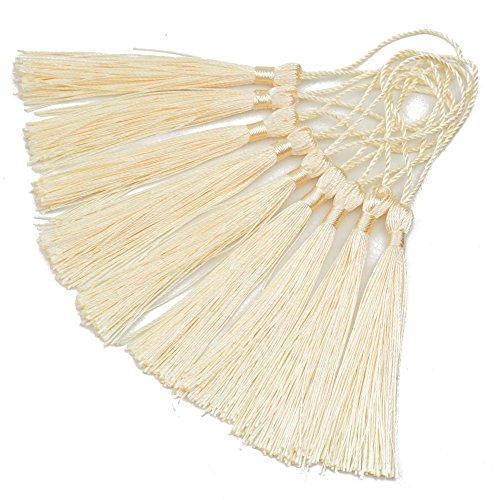 Image of Makhry Tassels 100pcs Bookmark Tassels with Tight Knot 13cm /5 Inch for Crafts Bookmarks Jewelry Making Graduation Gifts DIY Phone Accessory (Cream)