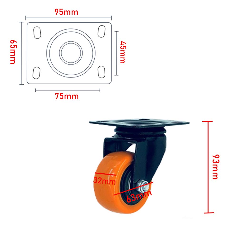 Set di 4 Ruote per carrelli portapelliccia Resistenti (2 girevoli e 2 direzionali). Ruote durevoli e scorrevoli per Una Facile Mobilità. Ideali per carichi Pesanti.