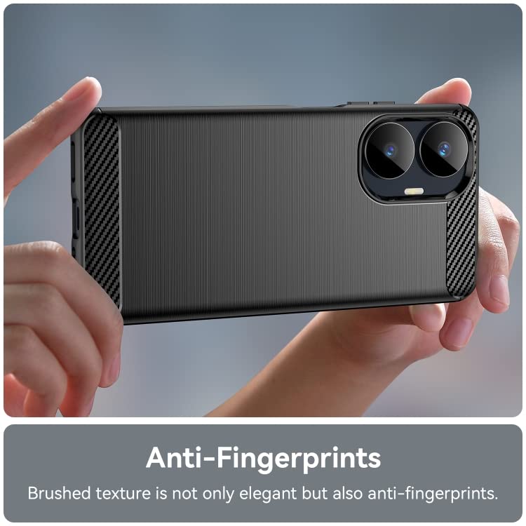 Image of NPRC Hybrid Ultra Slim Protective Case TPU Non-Slip Carbon Fiber Texture Shockproof Case Cover for Realme Narzo N55 - Black