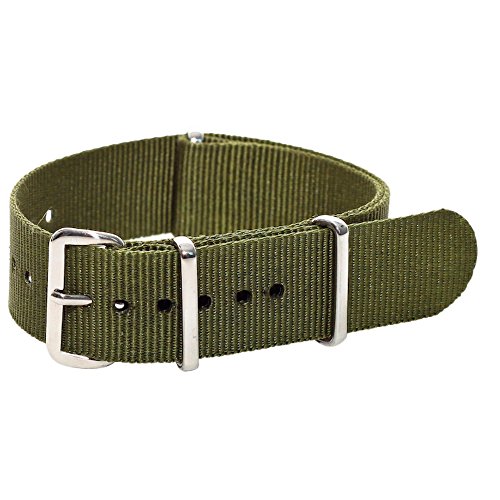 Clockwork Synergy Classic Nylon Nato watch straps bands (20mm, Army Green)