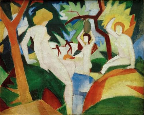 Poster Femmes au bain par August Macke 60x90cm pour décoration murale