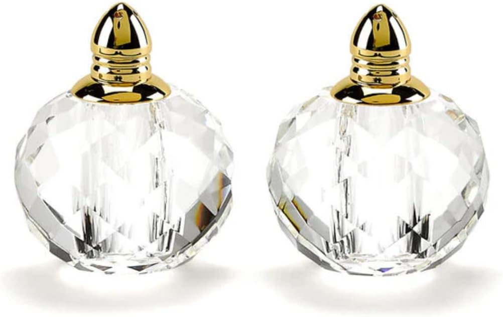 (D) Handcrafted Salt & Pepper Shakers Set (3.5" Square (Gold))