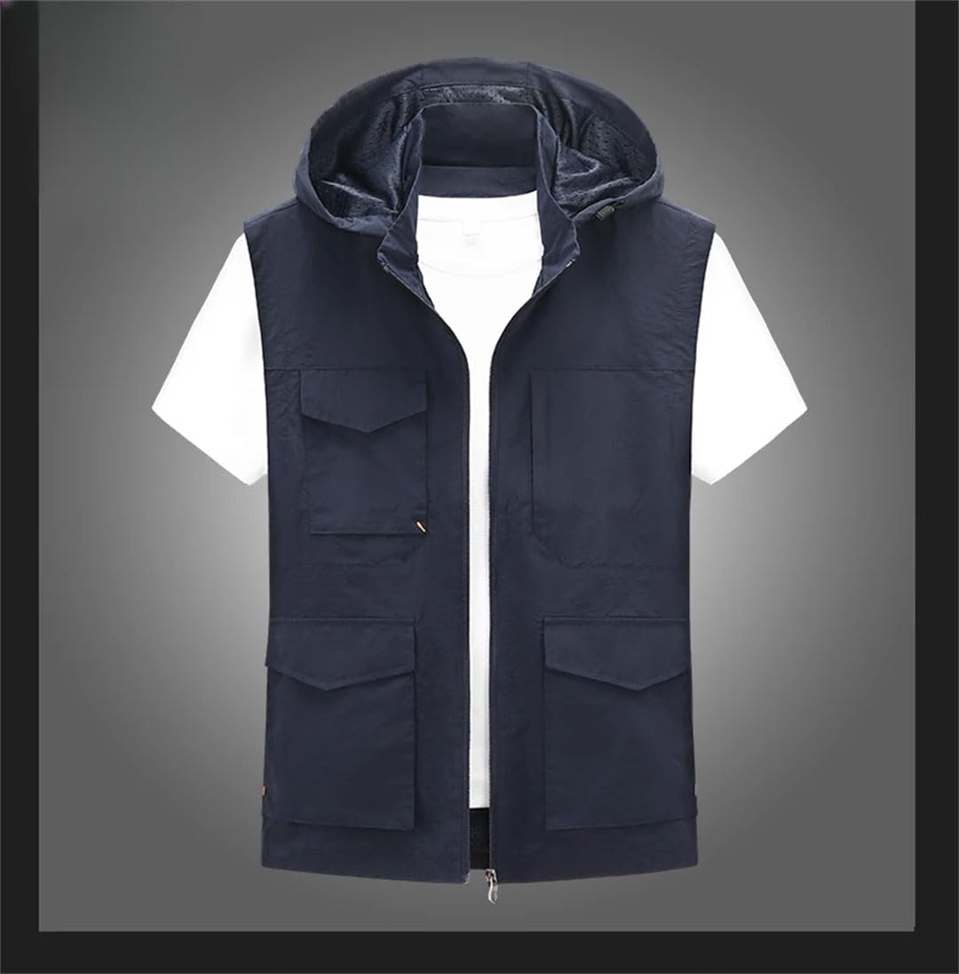 Chaleco para hombre, impermeable, transpirable, para pesca, sin mangas, con capucha, para hombre